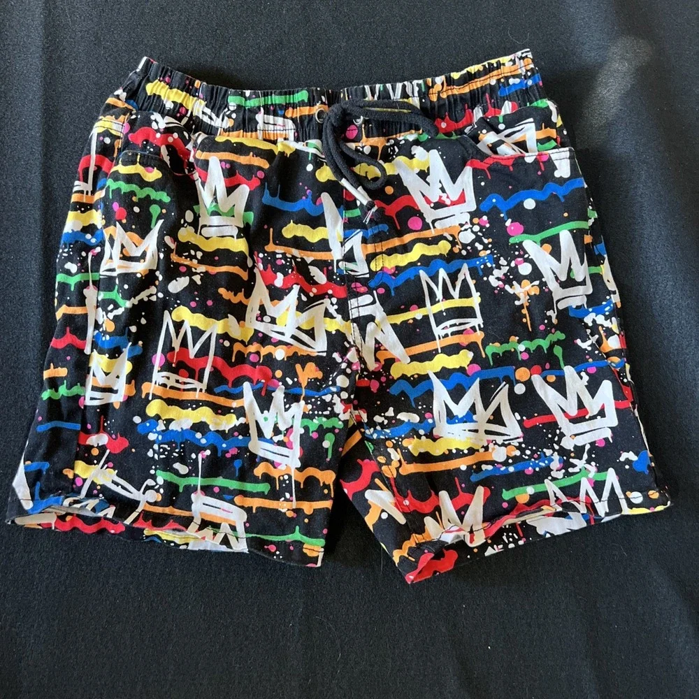 Fresh Prince of Bel-Air Shorts Mens L Stretch Twill Grafitti‎ 90s All Over Print